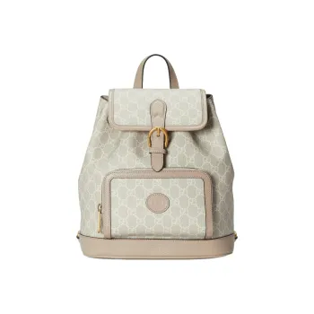 GUCCI GG Leather Backpack Unisex White/Beige