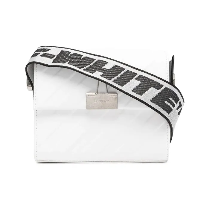 OFF WHITE Binder 18 Shoulder Bag SS22 Diag Embossed White Black-0