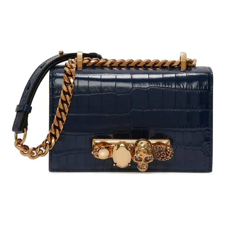 Alexander McQueen Cow Leather Crossbody Bag Mini Women's Marine Blue-0