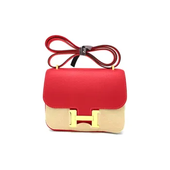 HERMES Constance Epsom Leather KangKang Bag Shoulder Bag Crossbody Bag Regular Women's Q5 National Flag Red