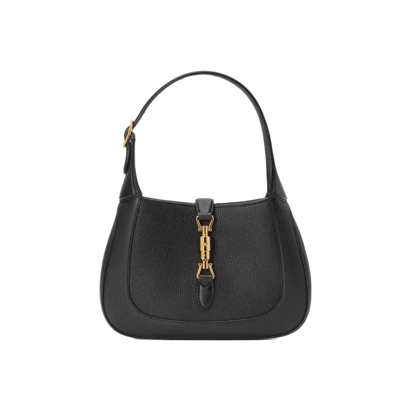 GUCCI Jackie 1961 Grained Leather Crescent Shoulder Bag Shoulder Bag Small Size Women's Black-0