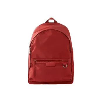LONGCHAMP Le Pliage Satin With Beaded Leather Backpack Medium Size Women's Red