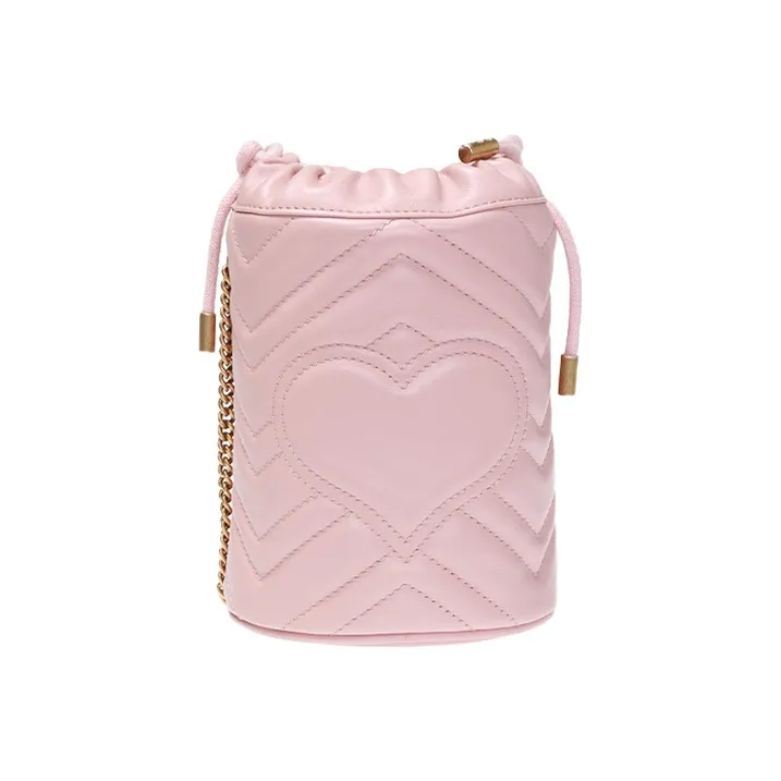 GUCCI GG Marmont Cow Leather Bucket Bags Crossbody Bag, Shoulder Bag Mini Women's Pink-2