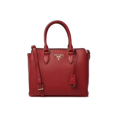 PRADA Saffiano Leather Shoulder Bag Crossbody Bag Handbag Women's Red