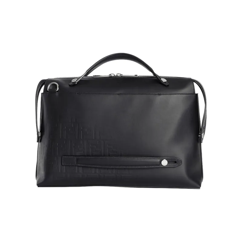 FENDI By The Way Series Leather Briefcase Men's Black-0