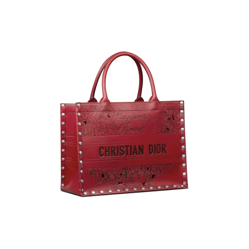DIOR BookTote Cow Leather Handbag Tubas Women's Red-1