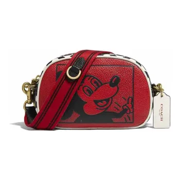 COACH Disney X Keith Haring Collaboration Camera Leather Camera Bag Shoulder Bag Crossbody Bag Small Size Women's Red