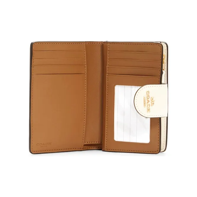 COACH Corner Zip Canvas Wallet Mini Women's Ecru-4