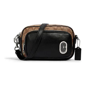 COACH Canvas With Leather Camera Bag Square Bag Shoulder Bag Crossbody Bag Small Size Men's Black & Brown