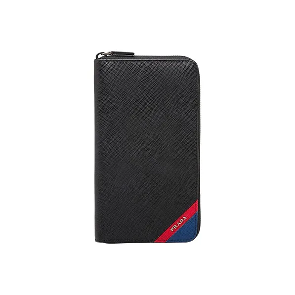 PRADA Cow Leather Clutches Wallets Men's Black-0
