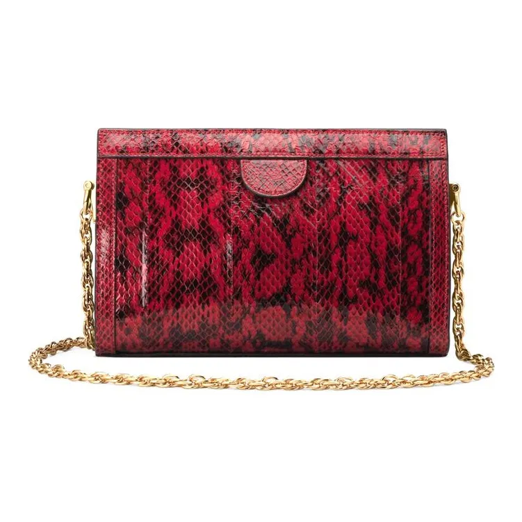 GUCCI Ophidia Python Skin Shoulder Bag Crossbody Bag Small Size Women's Red-2