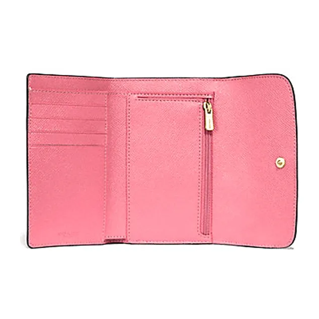 COACH Envelope Leather Wallet Medium Size Women's Light Pink Peony-1