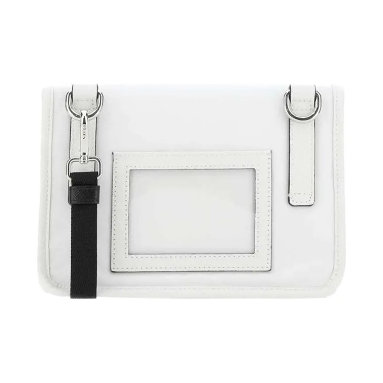 PRADA Leather Nylon Cell Phone Pouch Unisex White-2