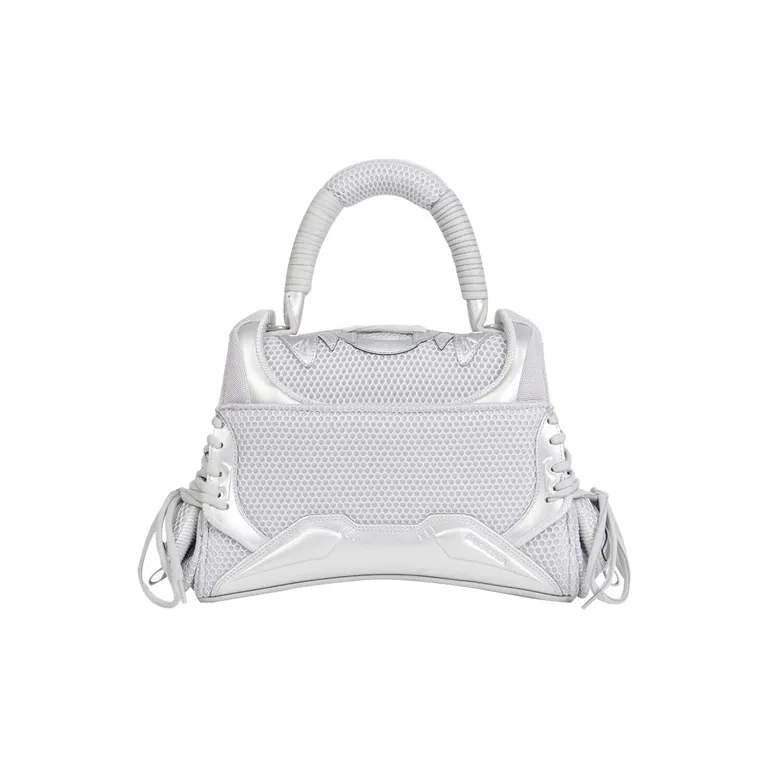 Balenciaga Hourglass Cow Leather Hourglass Bag Shoulder Bag Handbag Crossbody Bag Small Size Unisex Silver Gray-4