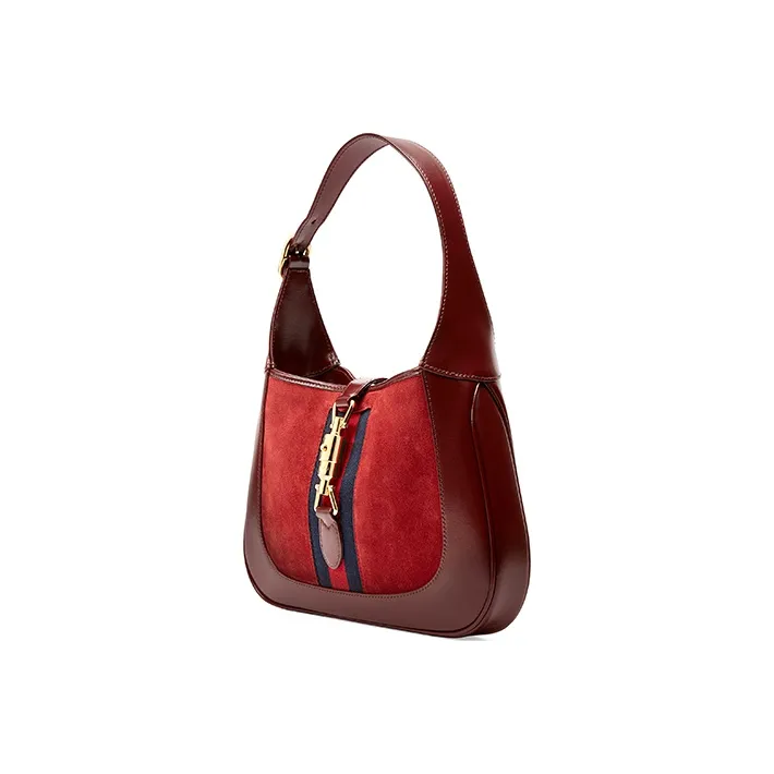 GUCCI Jackie 1961 Suede With Leather Crescent Shoulder Bag Shoulder Bag Women's Deep Red-1