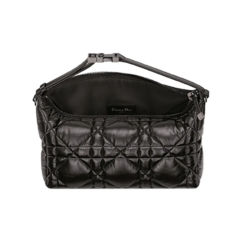 DIOR Cow Leather Clutch Medium Size Women's Black Silver-2