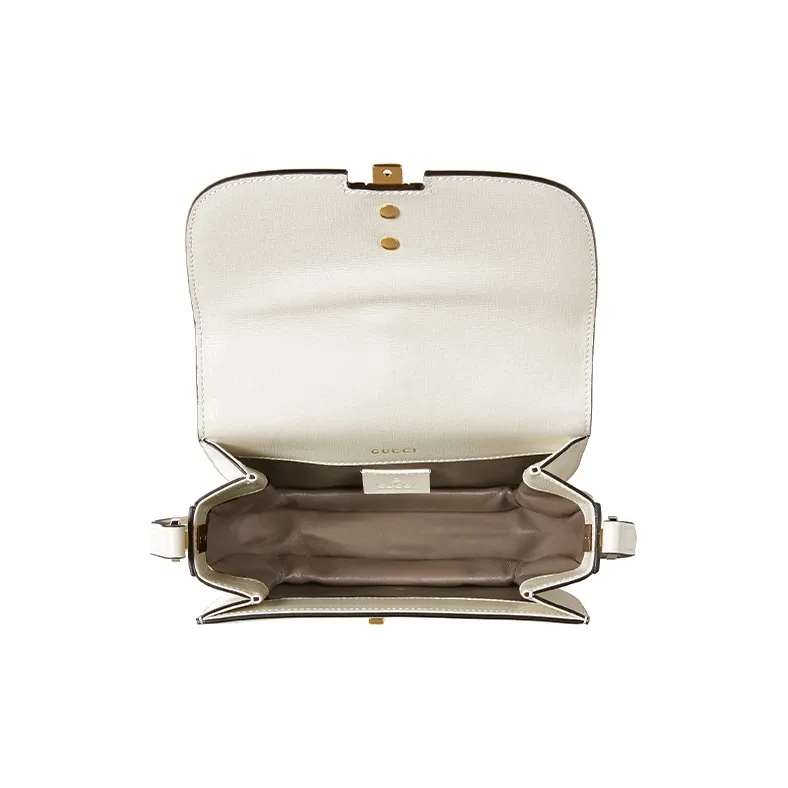 GUCCI Sylvie 1969 Leather Crossbody Shoulder Bag Mini Women's White-5