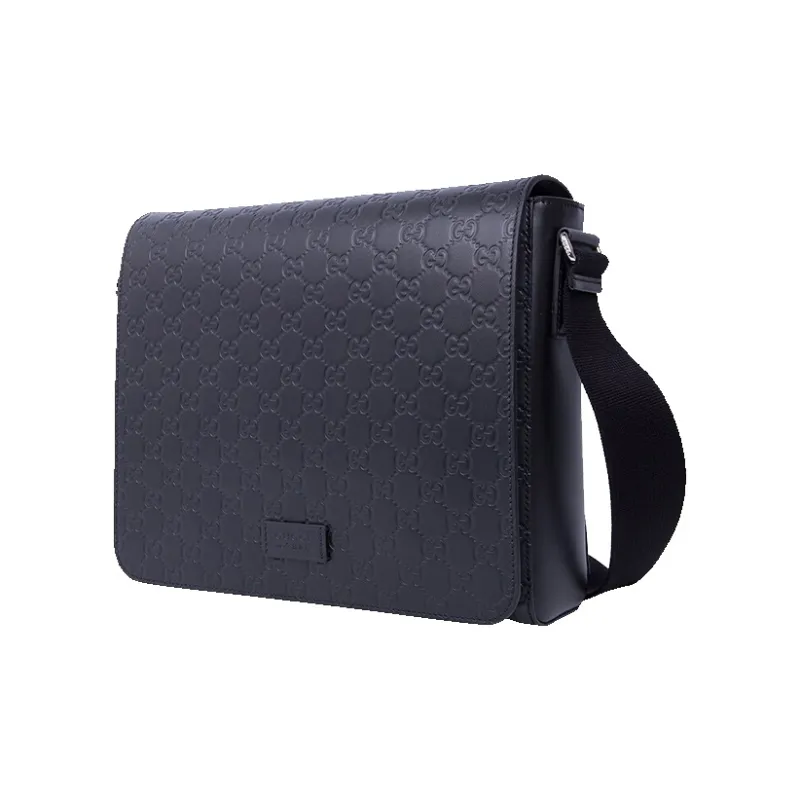 GUCCI Leather Flap Shoulder Bag Crossbody Bag Men's Black-1