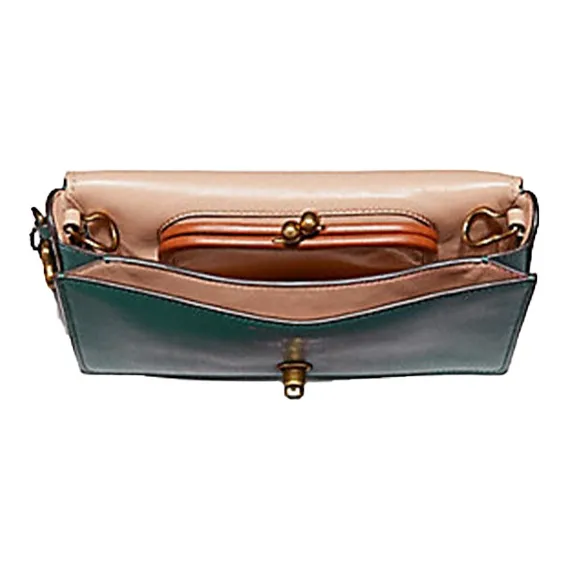 COACH Dinky Leather Crossbody Bag Medium Size Women's Green-1