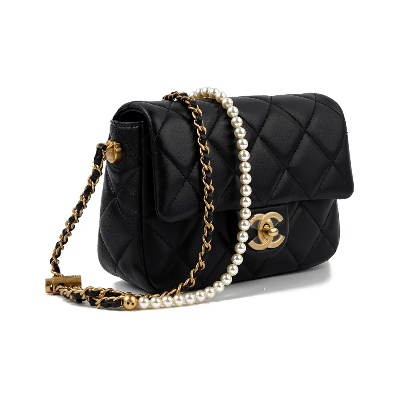CHANEL Classic Flap CF21K Winter Sheepskin Shoulder Bag, Crossbody Bag Women's Black-1