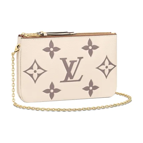LOUIS VUITTON Monogram Empreinte Leather One Shoulder Handbags Women's Ivory With Rose Pink Accents