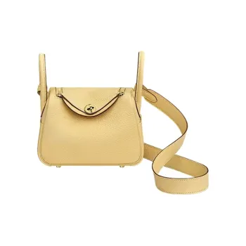 HERMES Lindy Clemence Bullock Leather Handbags Shoulder Bag Crossbody Bag Mini Women's Chick Yellow