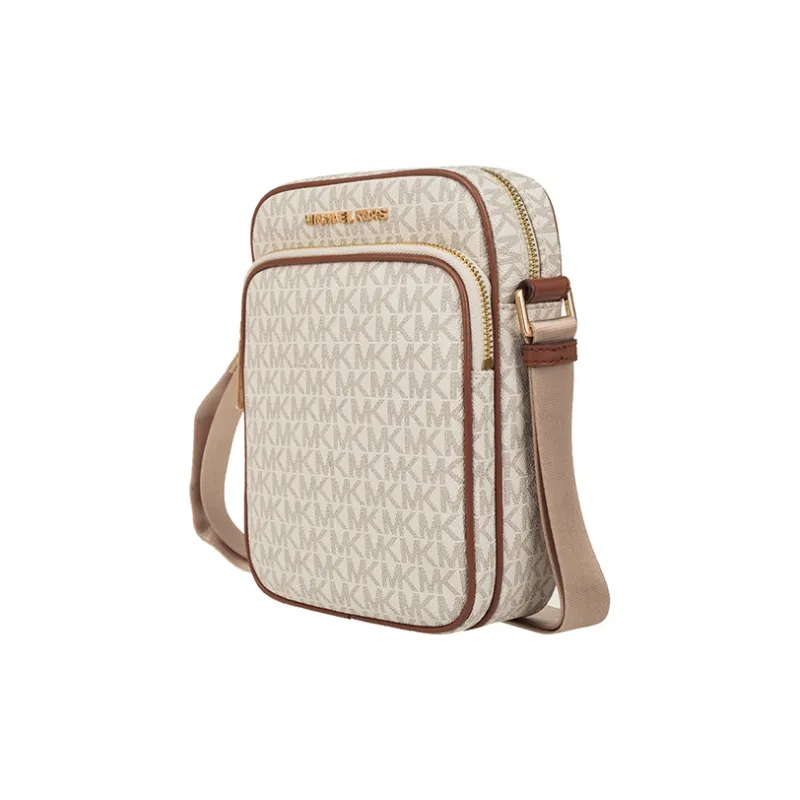 MICHAEL KORS Jet Set Travel PVC Cell Phone Pouch, Crossbody Bag, Shoulder Bag Women's Vanilla-1