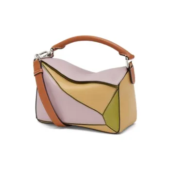LOEWE Puzzle Calfskin Handbag Shoulder Bag Crossbody Bag Small Size Women's Light Purple With Gold Accents