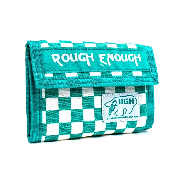 Rough Enough Canvas Bag Keychain Wallet Card Holder Zero Wallet Unisex Green White-1
