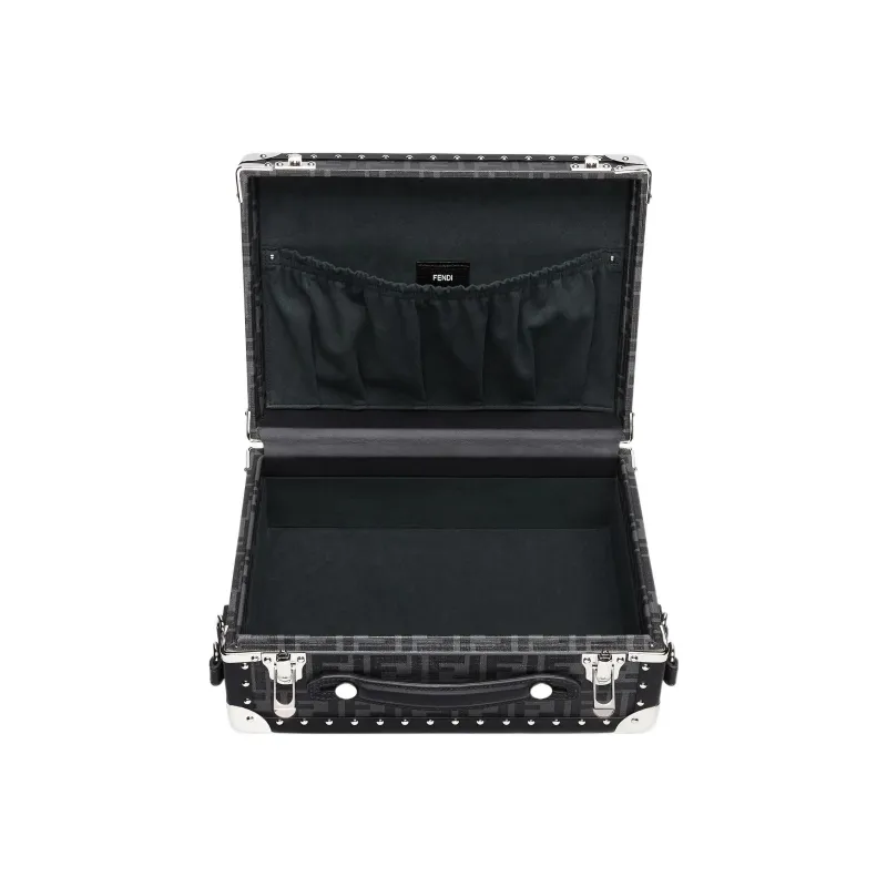 FENDI Calfskin Travel Bag, Suitcase, Hard Case Small Size Men's Black-2