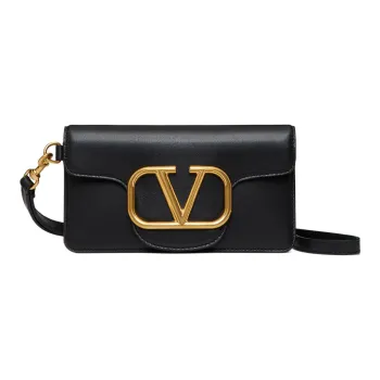 Valentino Calfskin Shoulder Bag, Crossbody Bag, Cell Phone Pouch Men's Black