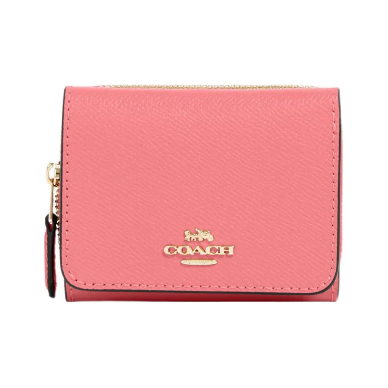 COACH Trifold Wallet Leather Wallet Women's Toffee Pink-0