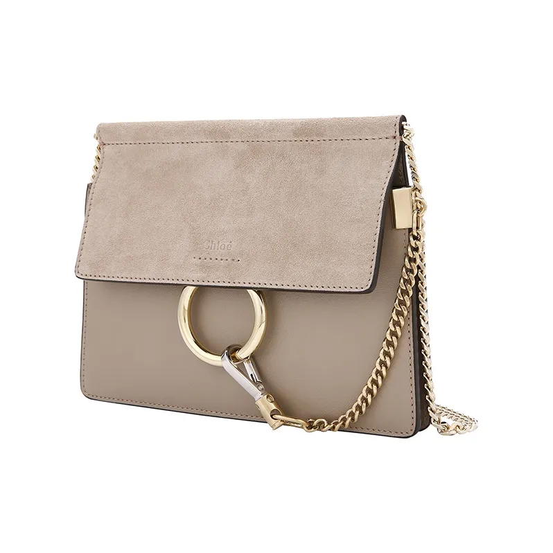 Chloe Faye Suede Calfskin Chain Bag, Shoulder Bag Women's Gray-1