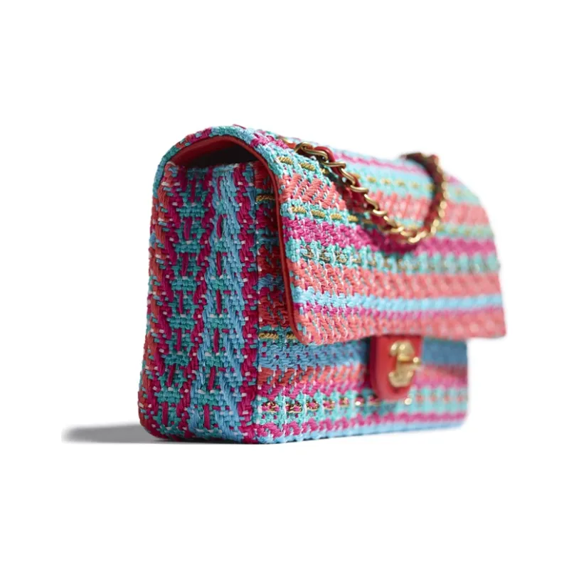 CHANEL Logo Shoulder Bag Women's Red & Peach Red & Blue-1