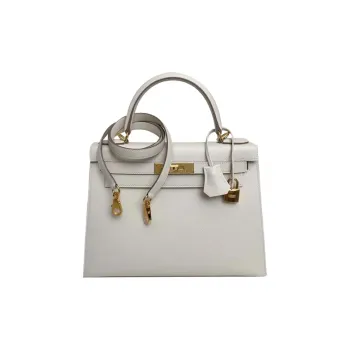 HERMES Kelly Cow Leather Kelly Bag, Shoulder Bag, Crossbody Bag, Handbag Women's Milkshake White