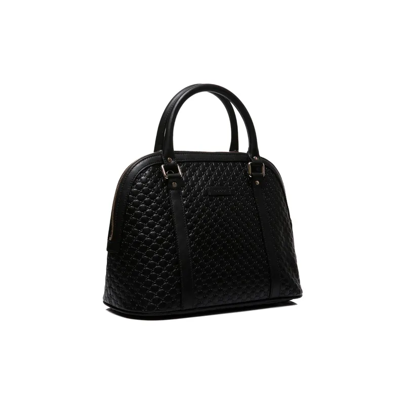 GUCCI Embossed Cow Leather Dome Bag, Handbag, Shoulder Bag, Crossbody Bag Medium Size Women's Black-1
