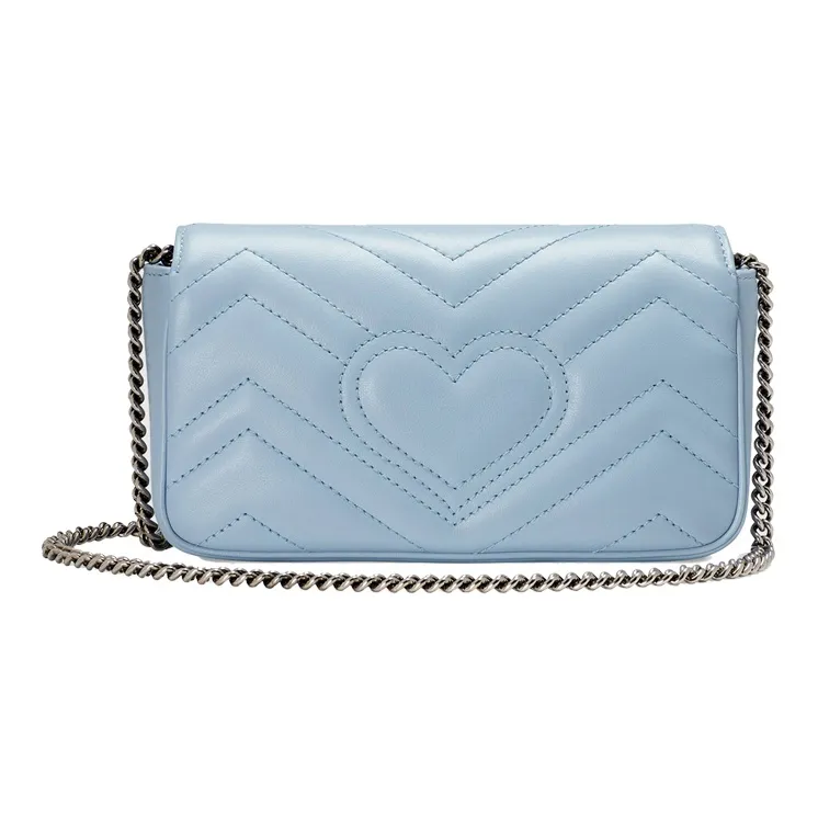 GUCCI GG Marmont Leather Crossbody Bag, Shoulder Bag Women's Blue & Candy & Unicorn Colors-3