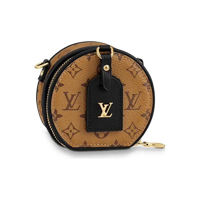 LOUIS VUITTON Boite Chapeau Canvas With Calfskin Small Round Bag, Crossbody Bag, Shoulder Bag Women's Brown-2