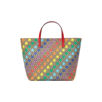 GUCCI Canvas With Leather Tote Bag Shopping Bag Handbag Kids' Bags Kids' Ebony/Red/Multicolor