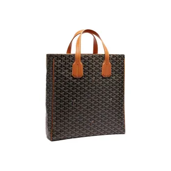 GOYARD Voltaire Canvas With Leather Shoulder Bag, Handbag Women's Black Umber