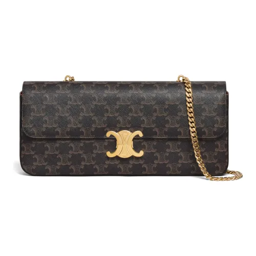 CELINE Triumph Gate Triomphe Canvas Chain Shoulder Bag Handbag Women's Tawny