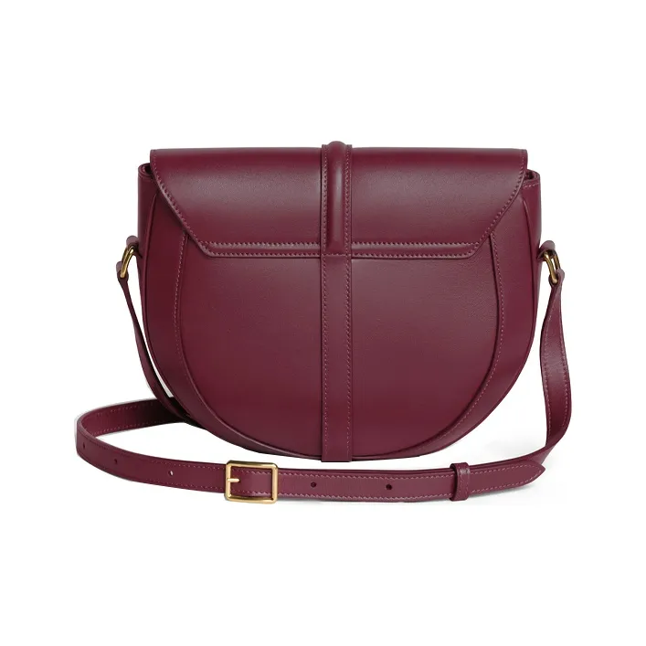 CELINE 16 Cow Leather Shoulder Bag Women's Burgundy Red-2