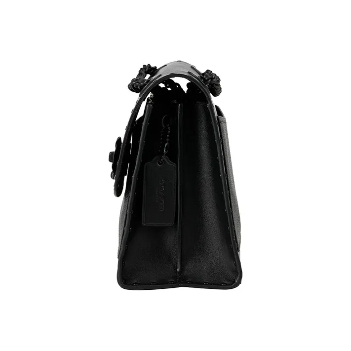 COACH Parker Canvas With Leather Chain Bag Shoulder Bag Crossbody Bag Medium Size Women's Black/Charcoal Gray-1