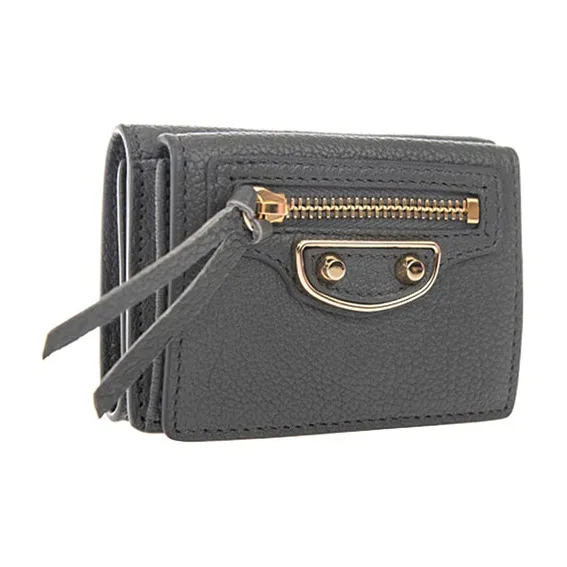 Balenciaga Cow Leather Wallets Coin Purses Women's Gray-2