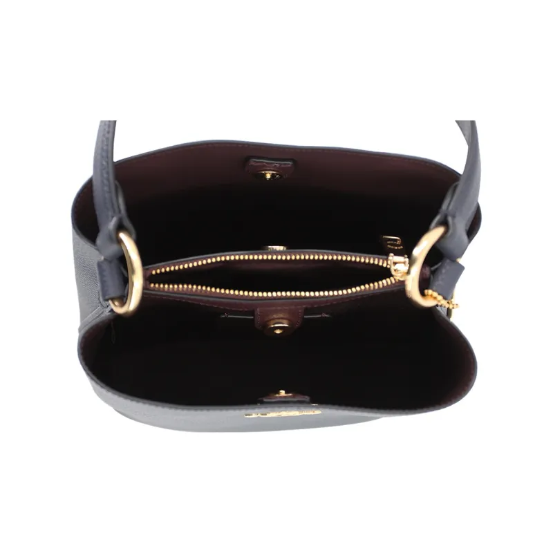 COACH Town Pebbled Leather Crossbody Bag Crossbody One Shoulder Bucket Bag Handbag Small Size Women's Navy Blue-5