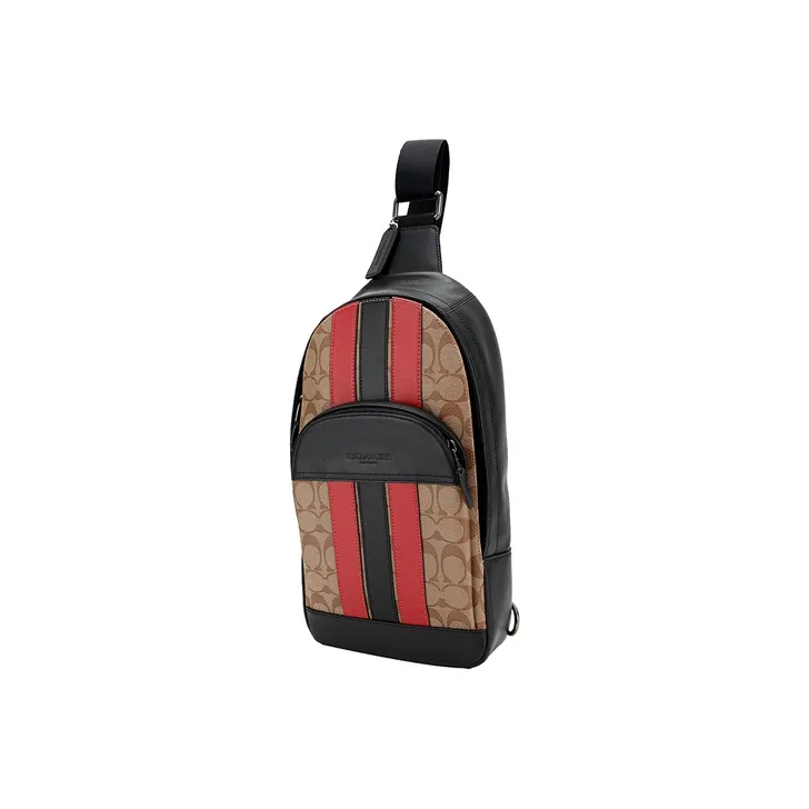 COACH Houston Artificial Leather With Leather Backpack Sling Bag Small Size Men's Khaki-2