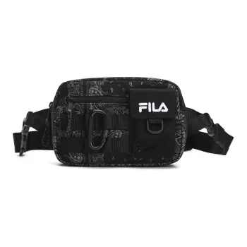 FILA FUSION Fabric Sports Urban Techwear Fanny Pack Monogram Shoulder Bag, Crossbody Bag Regular Unisex Pitch Black