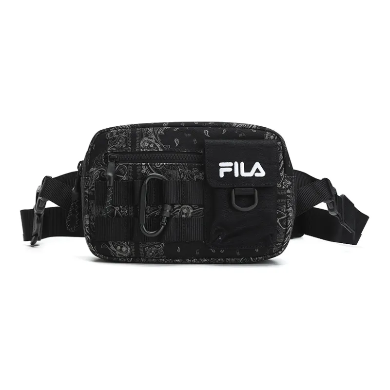 FILA FUSION Fabric Sports Urban Techwear Fanny Pack Monogram Shoulder Bag, Crossbody Bag Regular Unisex Pitch Black-0