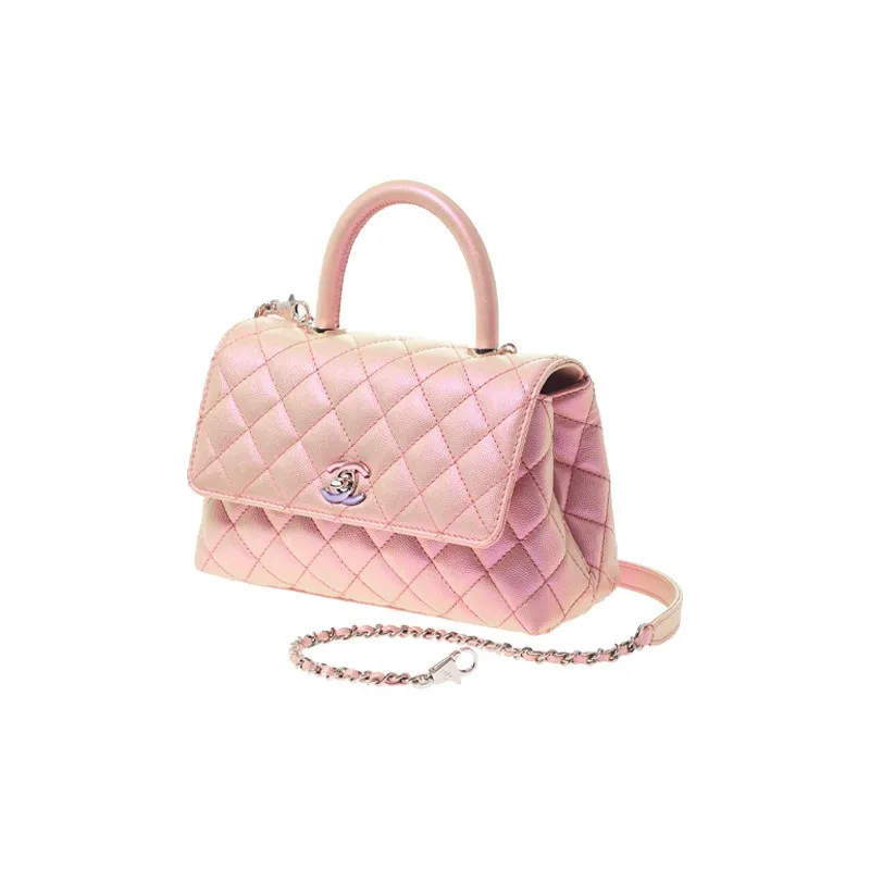 CHANEL Coco Handle Calfskin Handbag, Shoulder Bag, Crossbody Bag Women's Light Pink-1