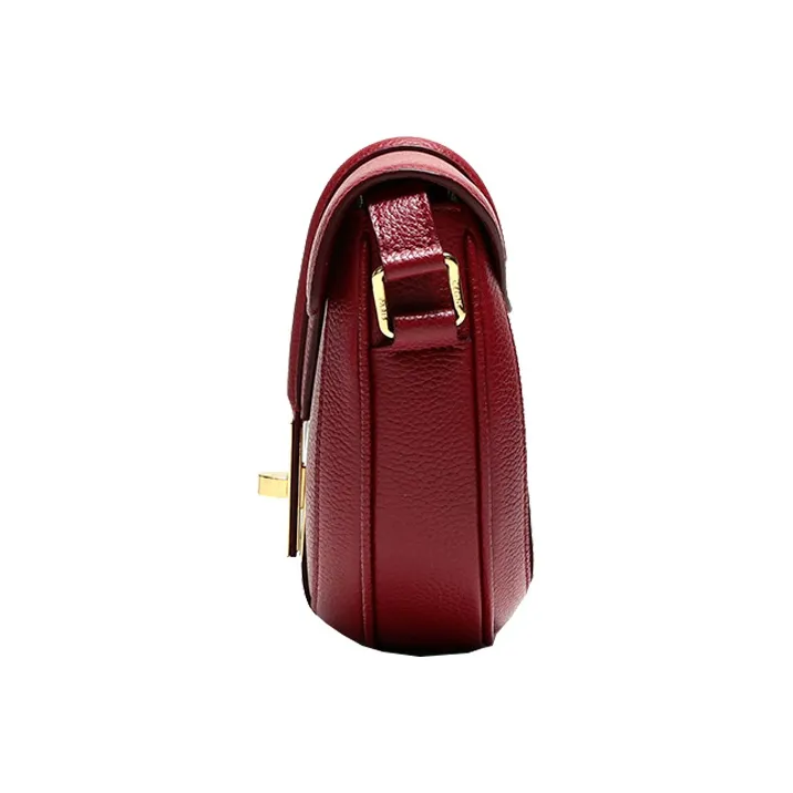CELINE Besace Calfskin Shoulder Bag Crossbody Bag Small Size Women's Red-4